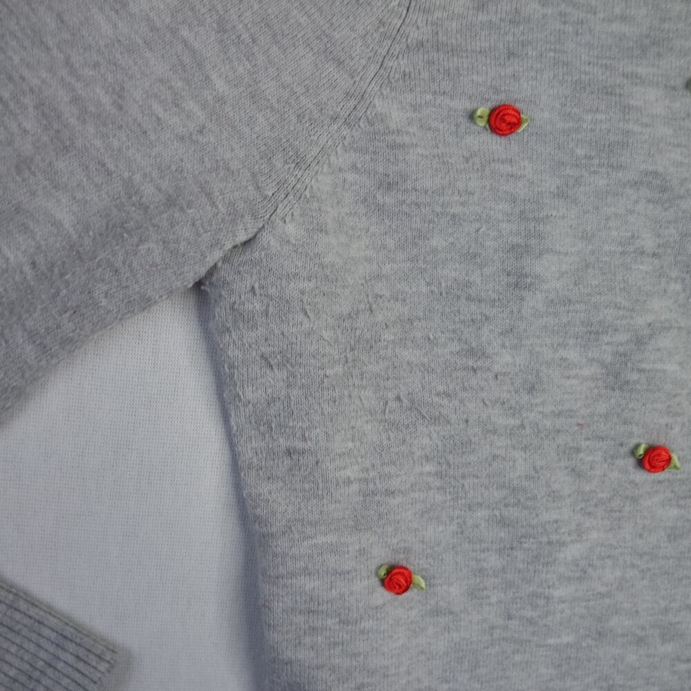 Wild Fable Gray Knit Cardigan Sweater Rose Embroidered Women's Size M - Picture 5 of 10